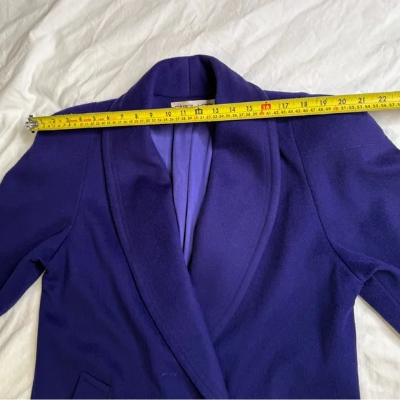 Vintage Carol Horn 100% Wool Long Coat Purple Shawl Collar Double Breasted USA 8 - Picture 11 of 13